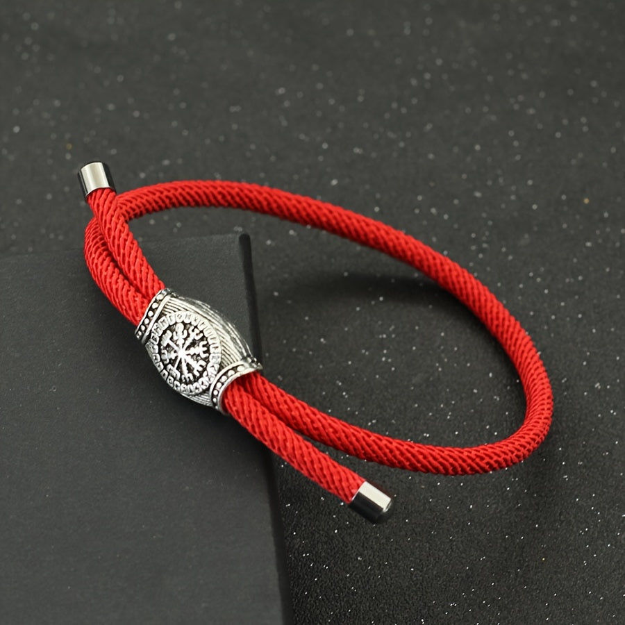 Handmade Nylon Rope Bracelet - Adjustable Viking Bangle with Nordic Runes for Strength & Protection