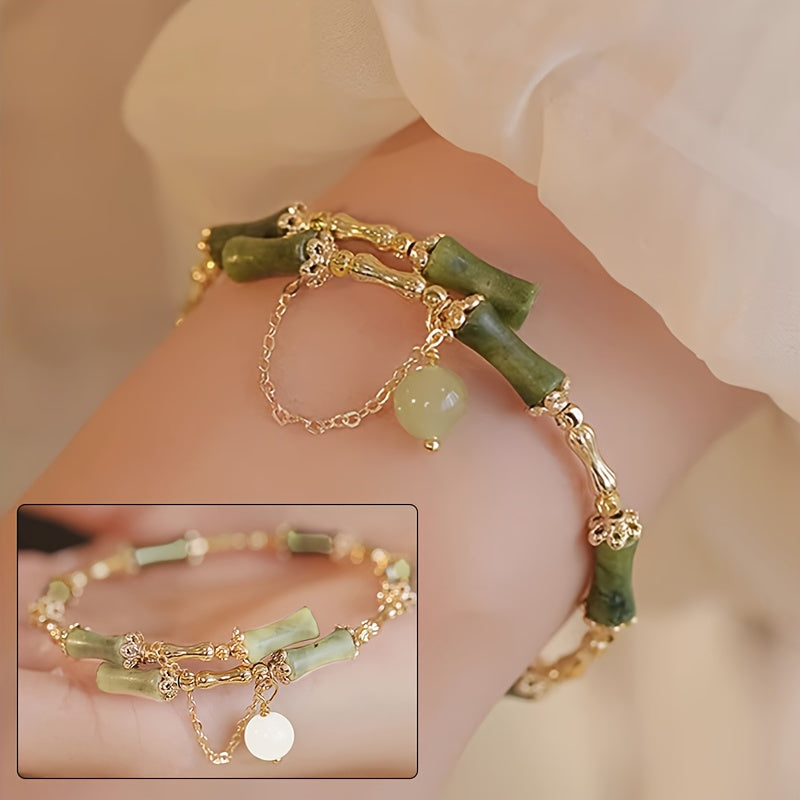 Traditional Chinese Bamboo Bellflower Bracelet — Harmony & Growth Enhancing Vintage Jewelry