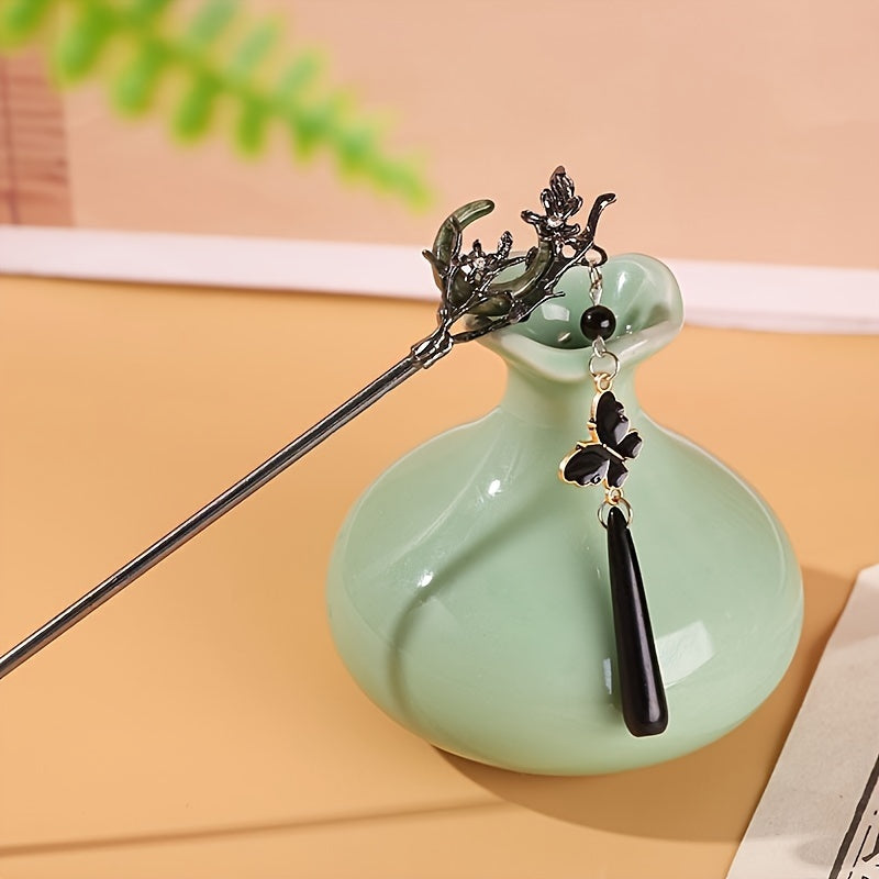 Butterfly Water Drop Hairpin - Ancient Style Tassel Accessory for Mind-Body-Spirit Balance