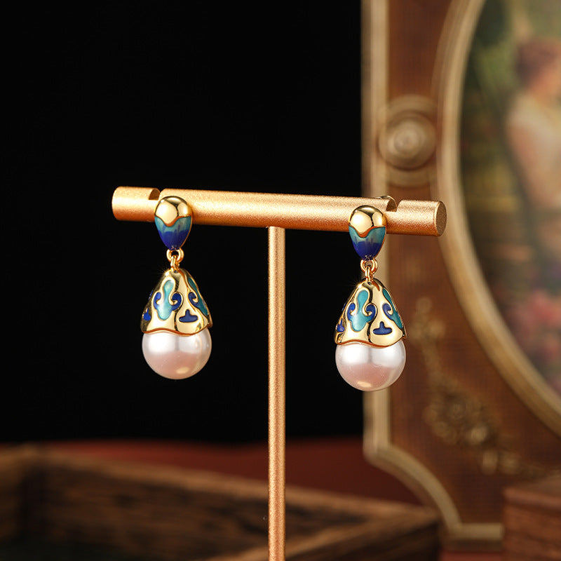 Vintage Elegant Turquoise Enamel Earrings with Positive Energy - Perfect for Weddings & Daily Wear