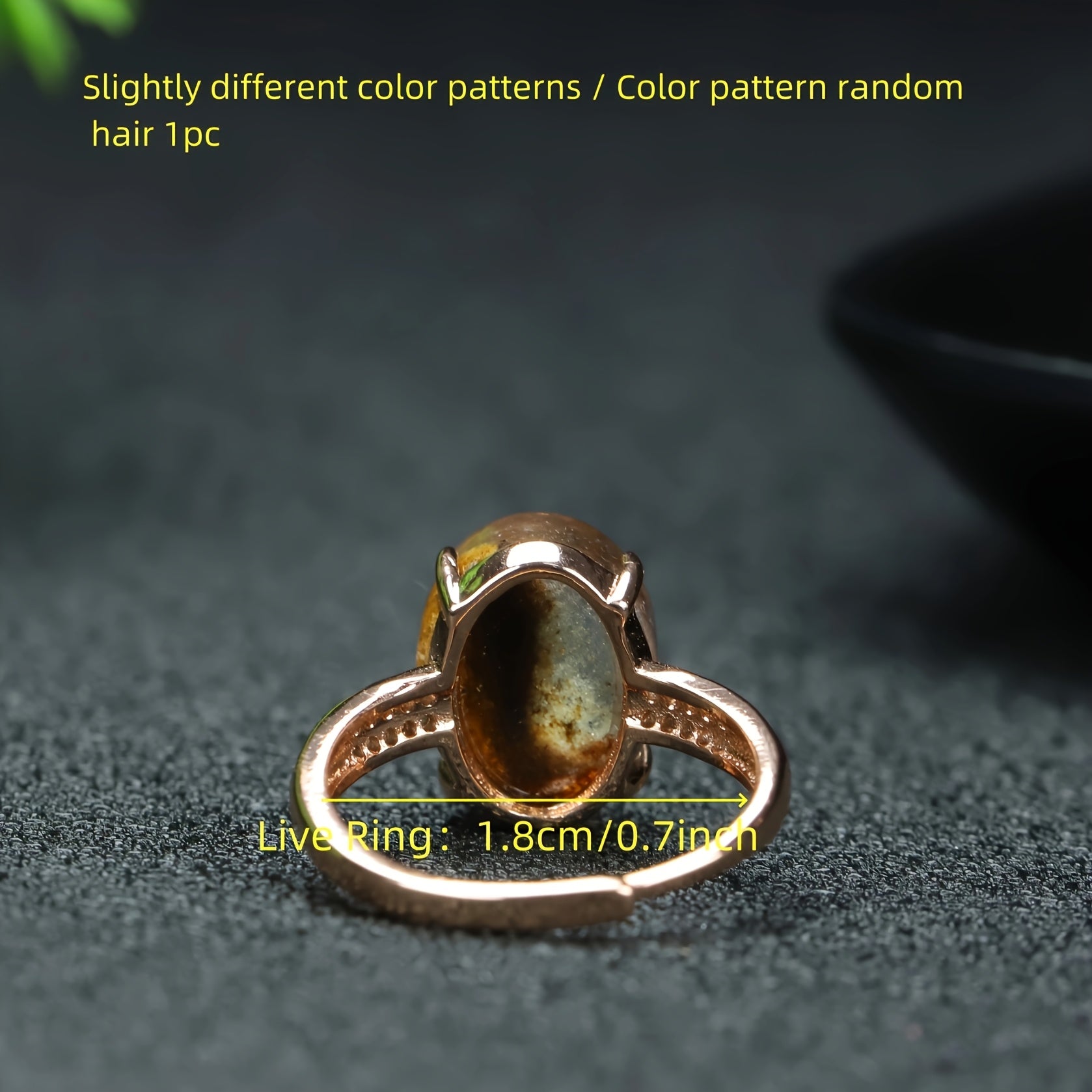 Vintage Crystal Ring for Women with Earthy Marbled Pattern Openwork Design, Grounding & Spiritual Connection Jewelry