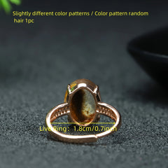 Vintage Crystal Ring for Women with Earthy Marbled Pattern Openwork Design, Grounding & Spiritual Connection Jewelry