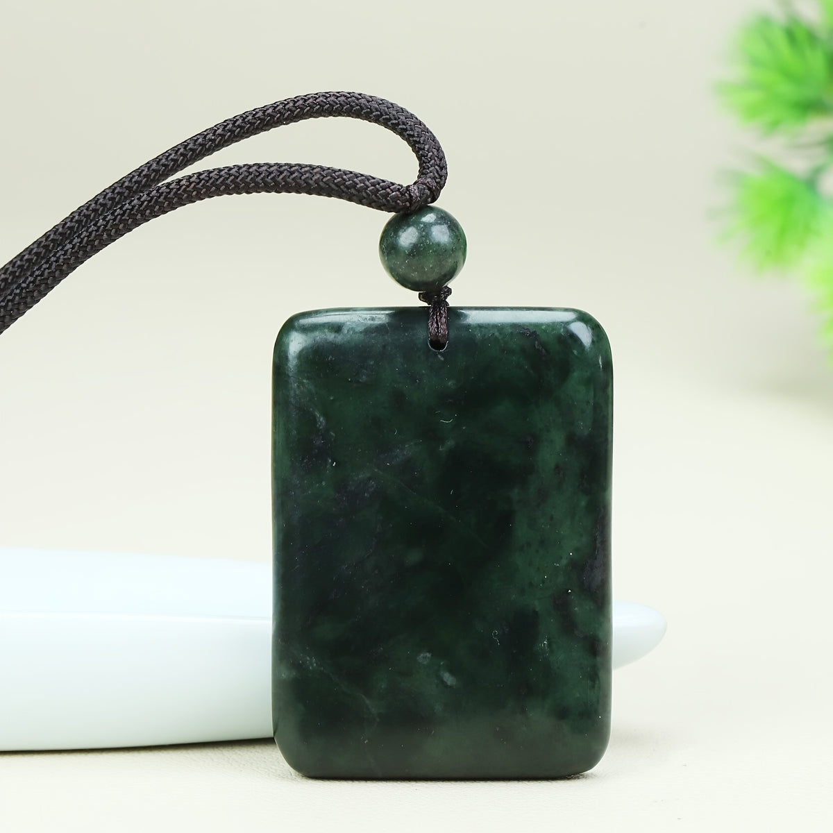 Faux Jade Pendant Necklace - Minimalist Design for Daily Wear & Spiritual Energy