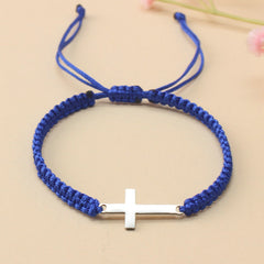 Steel Cross Bracelet - Adjustable Hand Woven Cross for Spiritual Protection & Daily Wear
