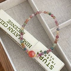 Pink Elastic Bohemian Bracelet - Handmade Beads for Daily Wear & Wedding Occasions
