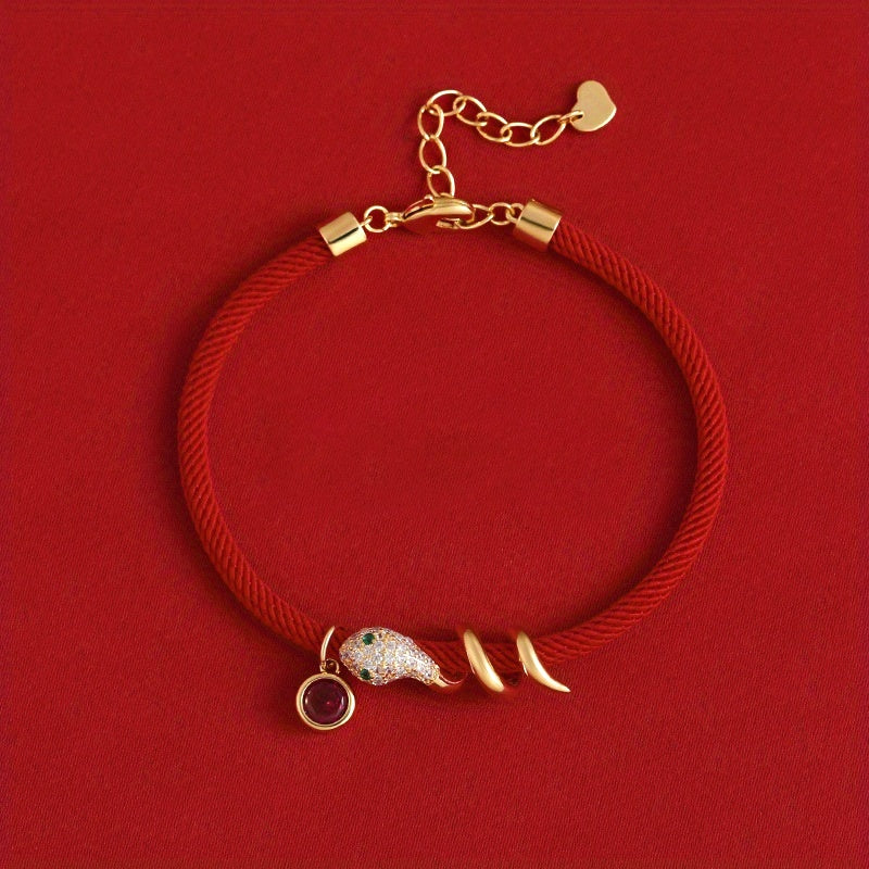 Elegant Red Snake Bracelet - Chic Daily Wear with Energy Balance