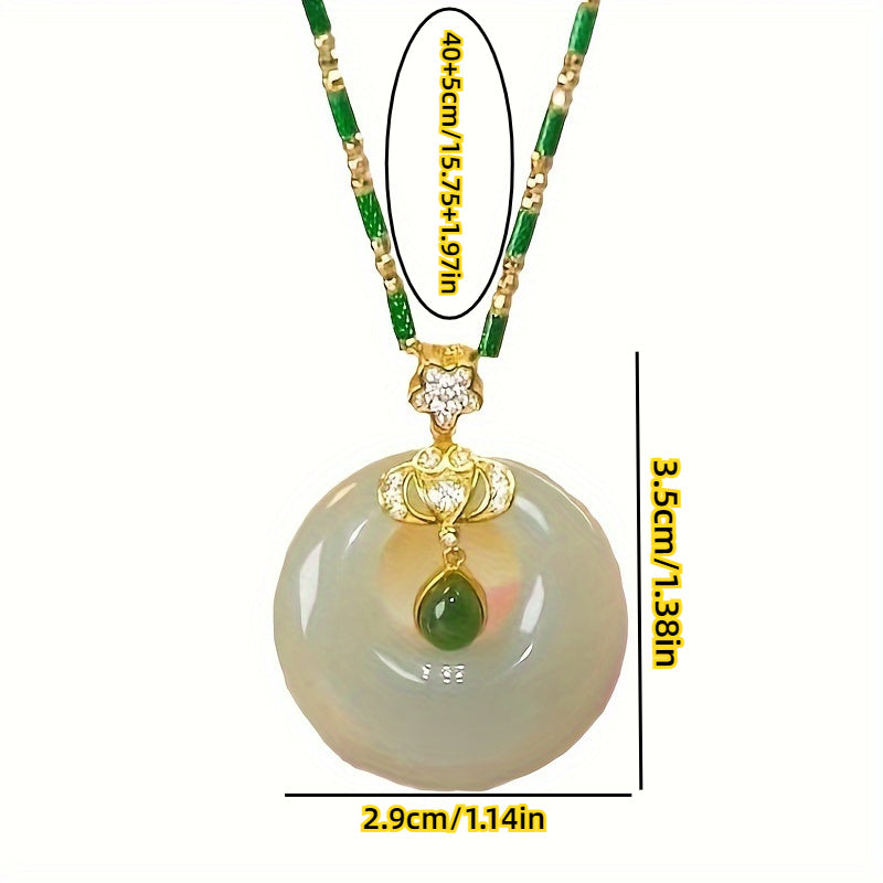 Elegant Vintage Green Teardrop Pendant Necklace - Spiritual Energy & Harmony