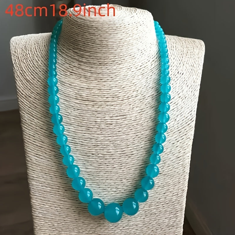 Women's Elegant Natural Stone Pagoda Chain Necklace - Turquoise Beads for Spiritual Energy & Mindful Elegance
