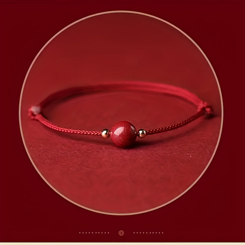 Women's Adjustable Red Rope Anklet  Hand-Woven Good Luck Charm with Beads  One-Size-Fits-Most  Spiritual Harmony Jewelry for Daily & Formal Wear