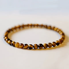 Elegant 4mm Natural Yellow Tiger Eye Stone Beaded Stretch Bracelet - Daily Wear for Positive Energy & Valentine's Day Gift