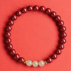 Chinese-Style Lucky Cinnabar & Turquoise Bracelet - Auspicious Talisman for Harmony & Energy