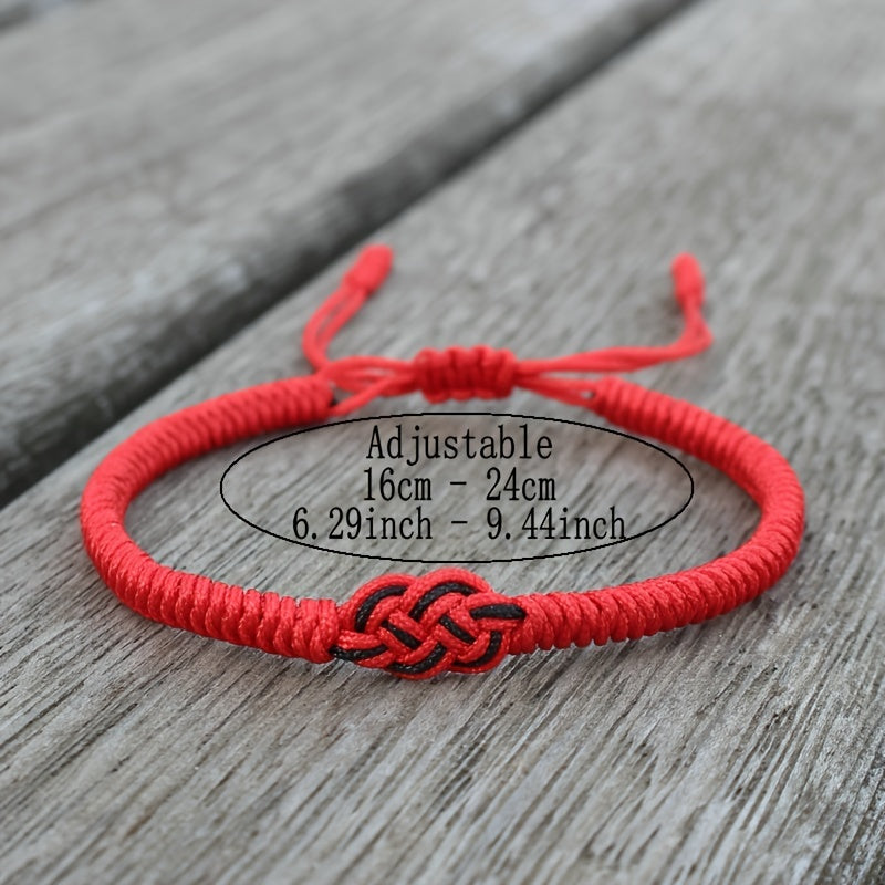 Handmade Woven Ethnic Heart Knot Red Rope Bracelet - Energy Boosting & Protection