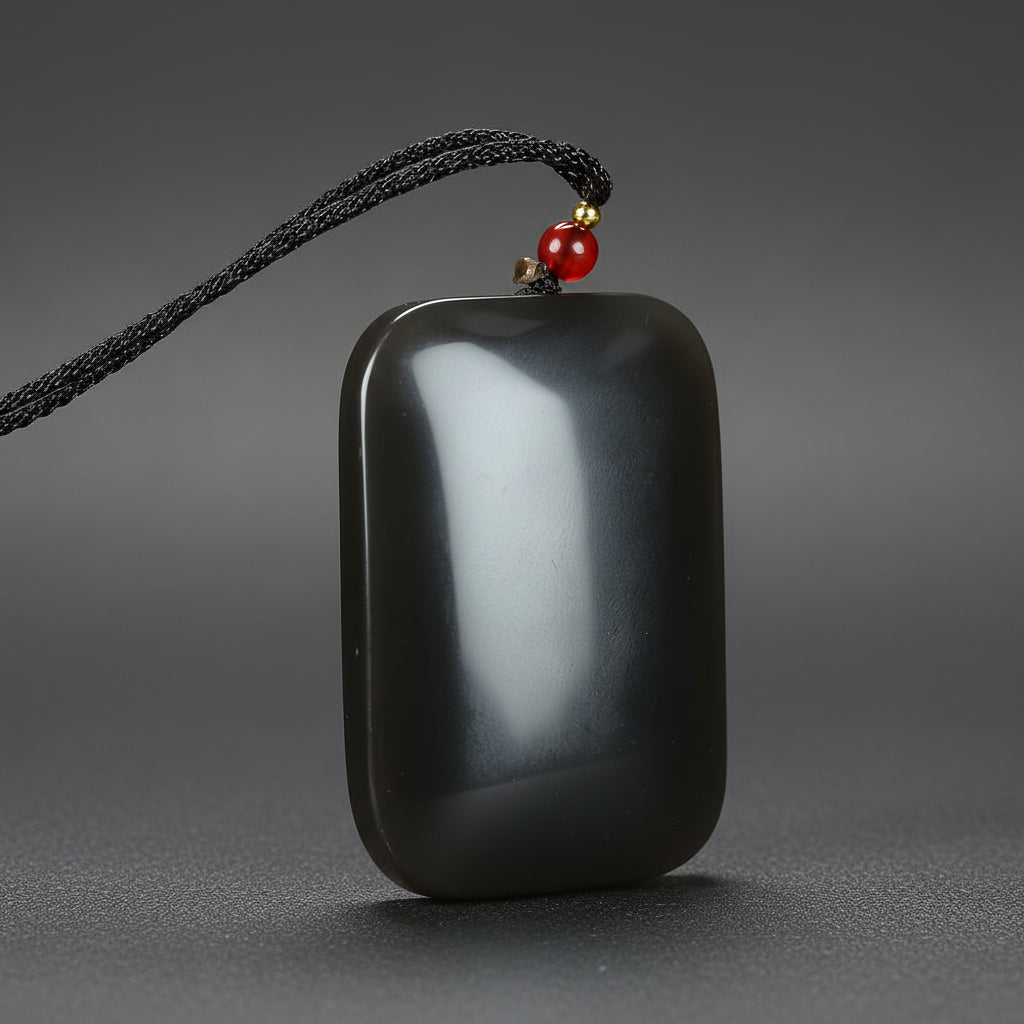 Unisex Black Obsidian Pendant Necklace for Protection and Grounding - Minimalist Casual Jewelry