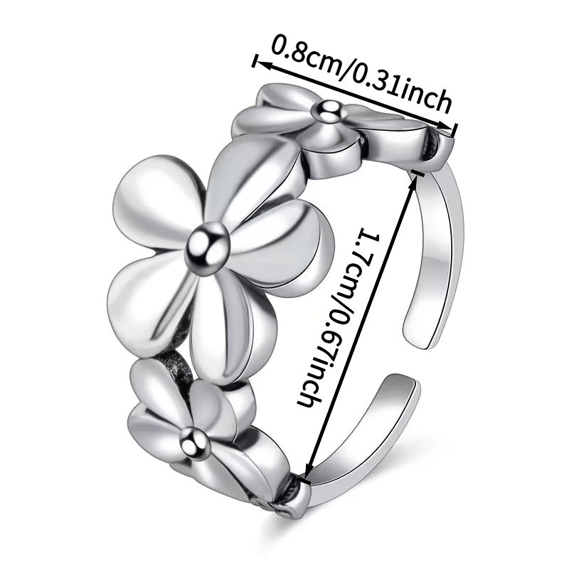 Adjustable Floral Ring for Valentine’s Day – Bohemian Copper Jewelry with Spiritual Symbolism & Hypoallergenic Design