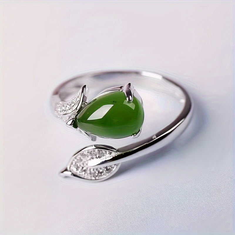 New Leaf Pendant Open End Alloy Ring - Enhance Daily Energy with Fashionable Personalized Design