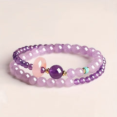 1pc Elegant Purple Double Circle Bracelet - Simple Lavender Stackable Bracelet for Harmony & Prosperity