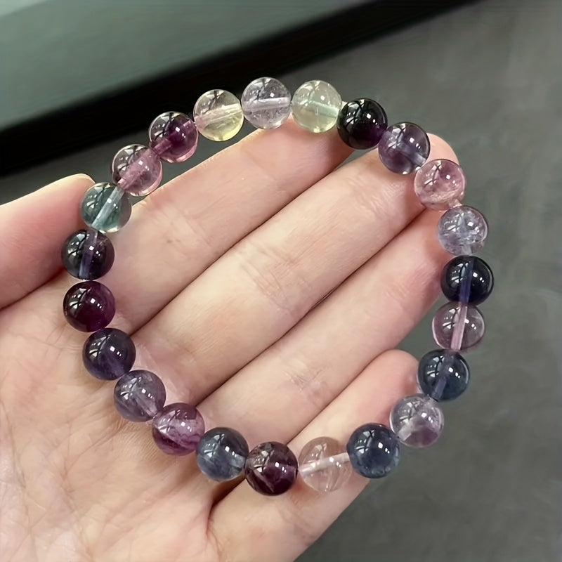 Natural Rainbow Fluorite Bracelet - Bohemian Spiritual Meditation Accessory for Clarity & Energy Protection