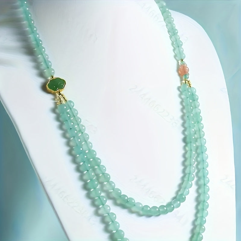 Natural Stone Long Necklace for Holidays - Coordinating Unisex Design for Anniversary Gifts & Spiritual Harmony