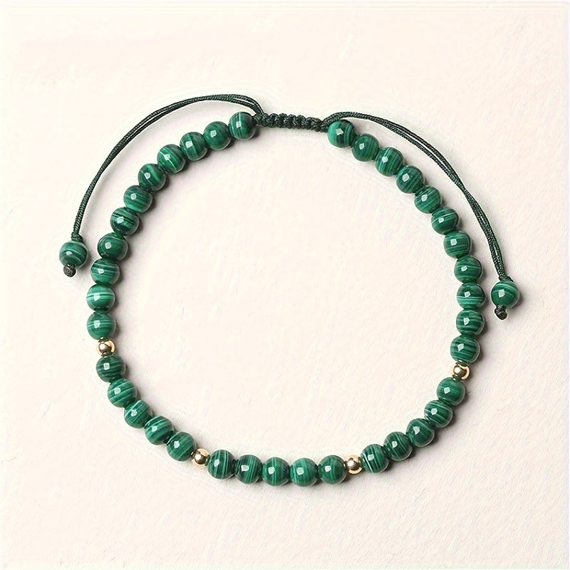 Natural Malachite Beads Braided Bracelet - Energy Balance & Lucky Hand Jewelry