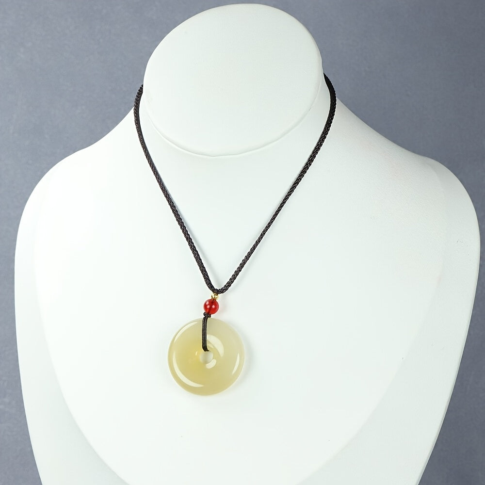 Bohemian Agate Peace Pendant Necklace - White Stone Energy for Casual Wear & Gifting