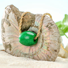 Deep Green Gemstone Pendant Necklace - Natural Energy for Harmony & Prosperity