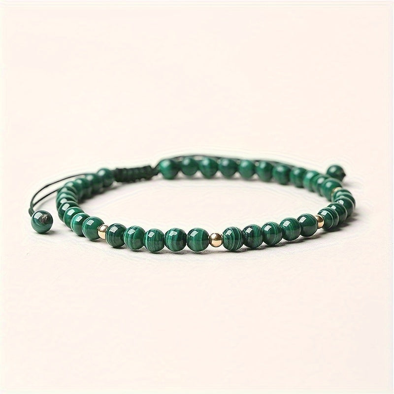 Natural Malachite Beads Braided Bracelet - Energy Balance & Lucky Hand Jewelry