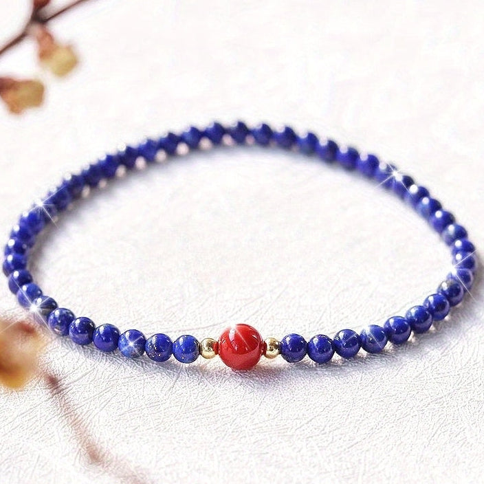 Elegant Handmade Lapis Lazuli Bead Bracelet - Vintage-Inspired, Fashion Accessory for Casual Attire & Gifting