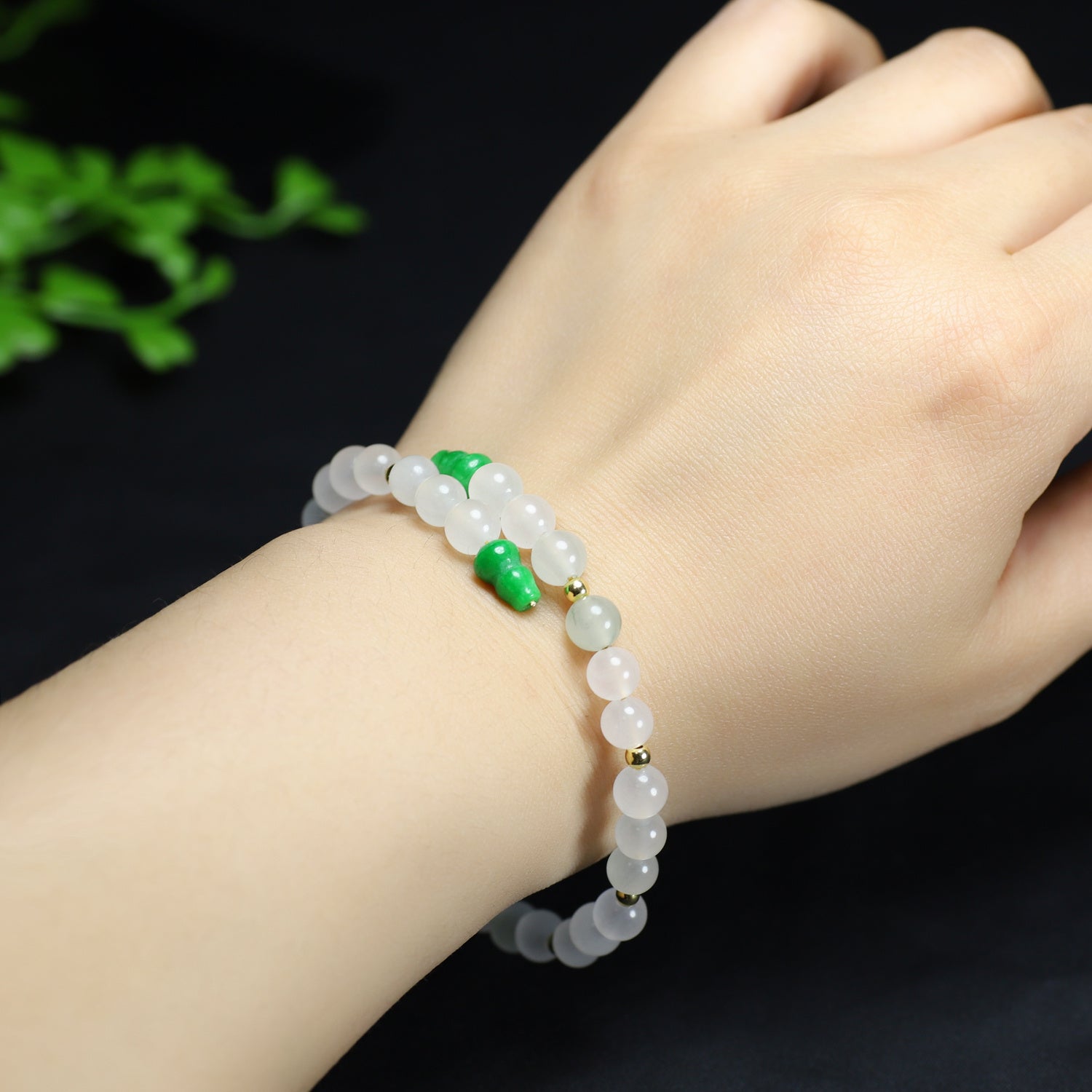 Unisex Natural Stone Bead Bracelet - White & Green Harmony for Mindful Living & Daily Energy