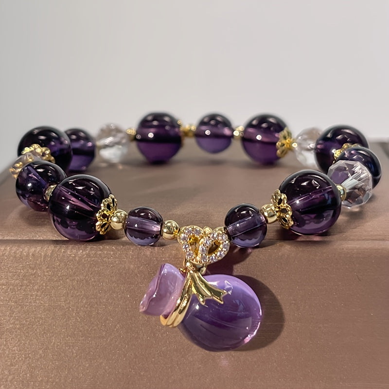 Bohemian Amethyst Bead Bracelet – Wealth & Protection Energy for Daily Wear