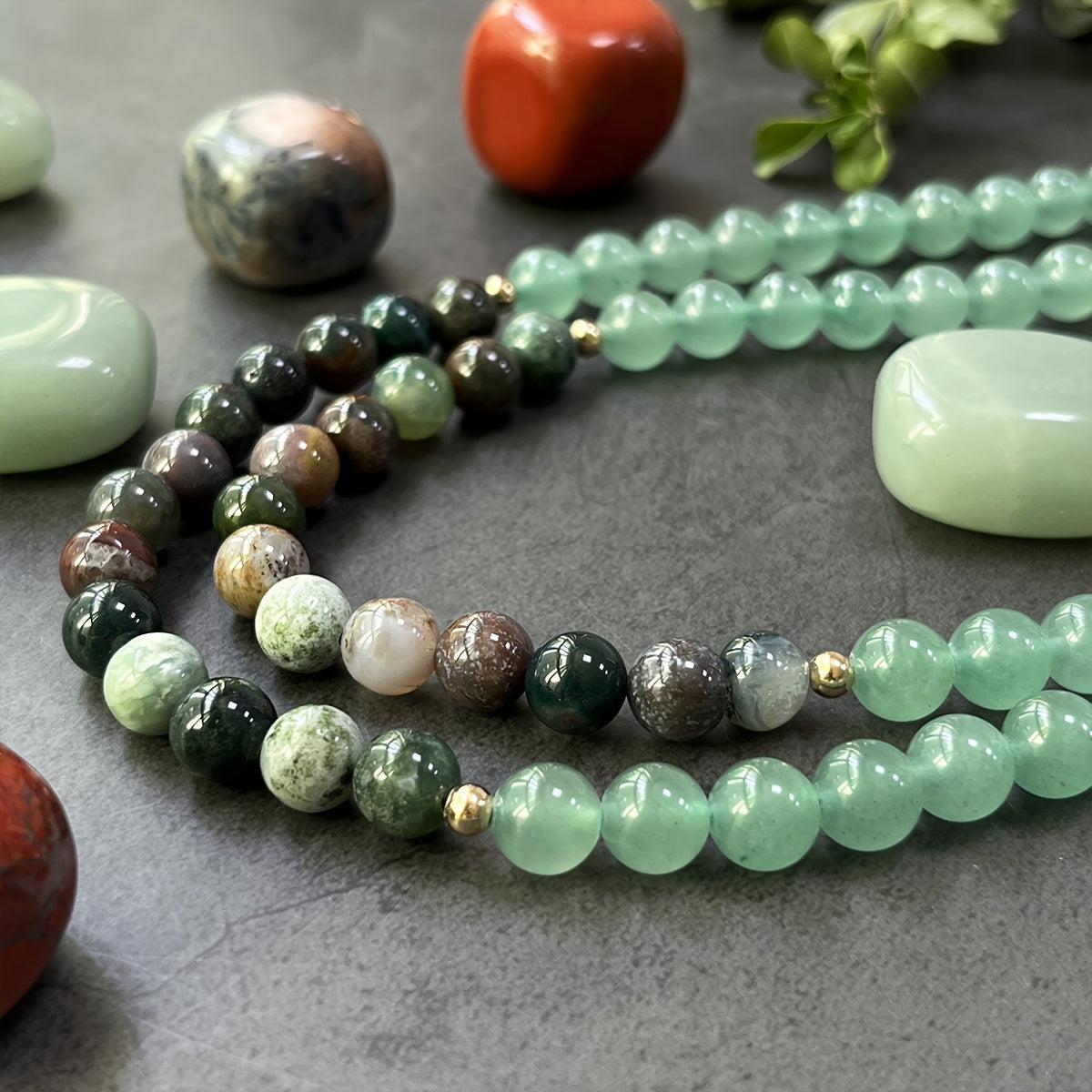 Hand-Woven Stone Necklace - Arab Style 108 Bead Tassel Pendant for Spiritual Energy & Avant-Garde Style