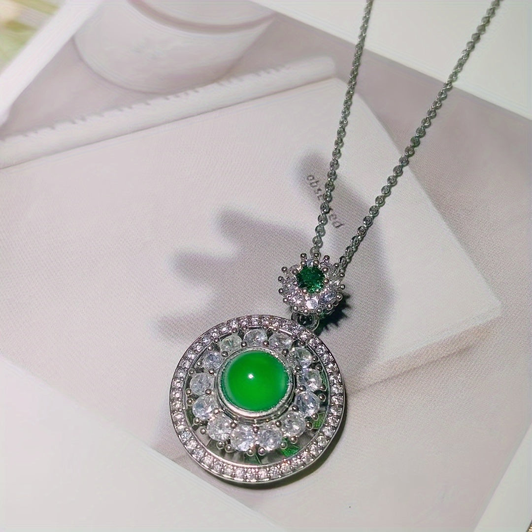 Green agate pendant showcasing natural banding patterns