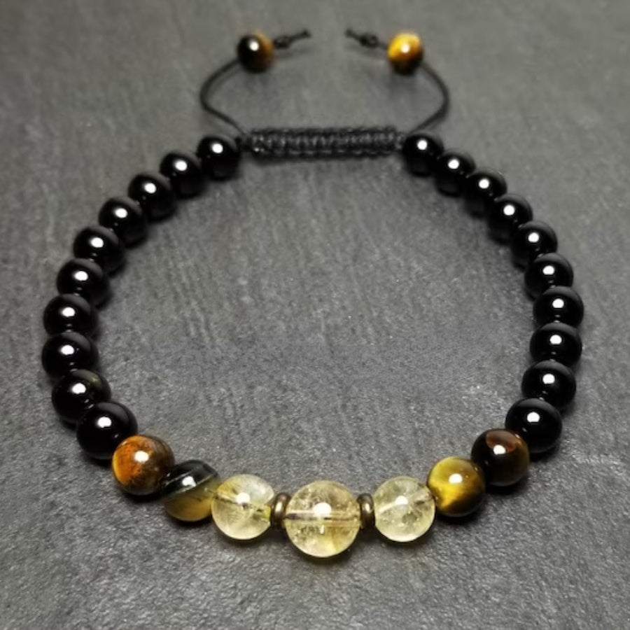 Grounding Tiger Eye & Citrine Mala Bracelet for Protection, Abundance, and Positive Energy