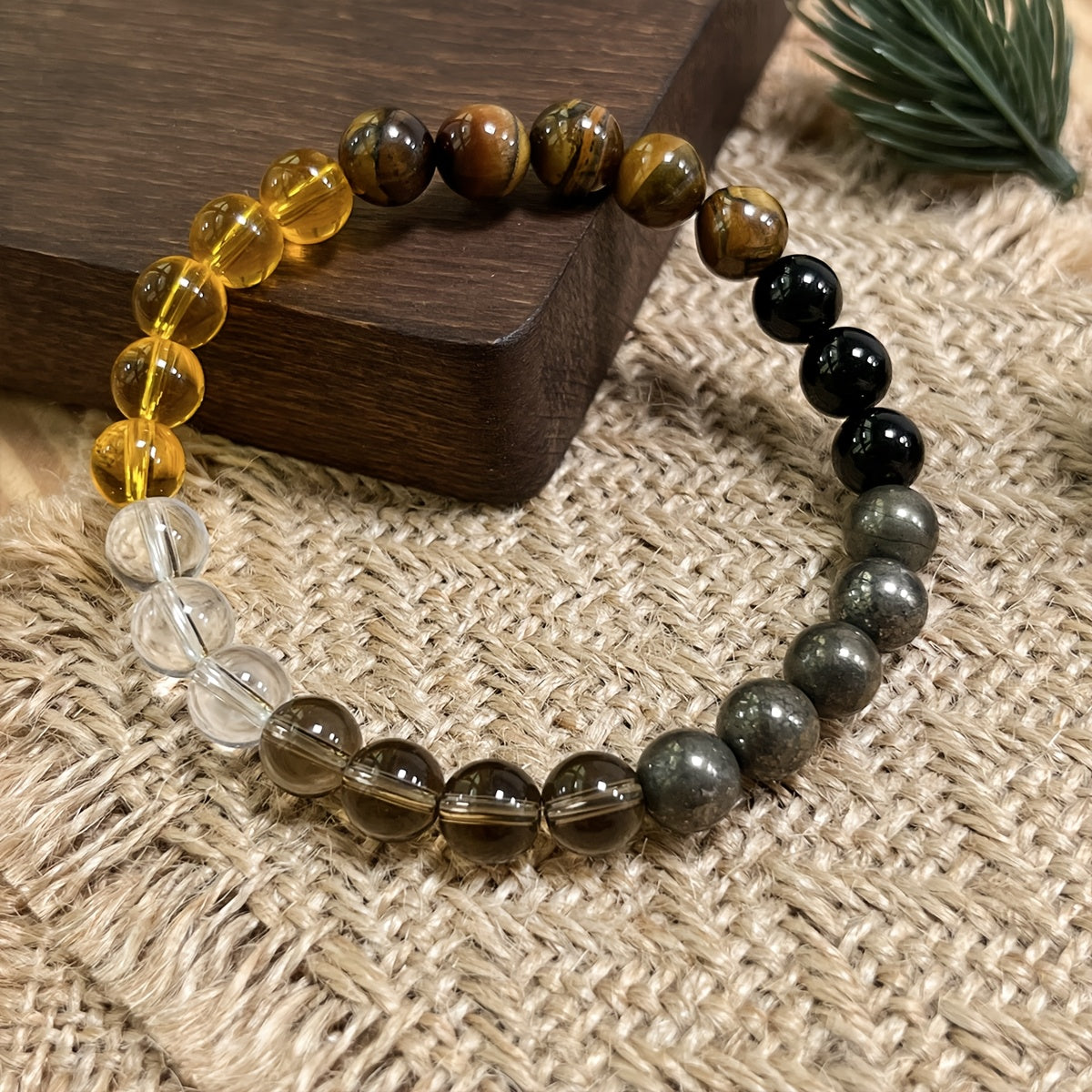 Handcrafted Smoky Quartz & Tiger Eye Bracelet - Bohemian Energy Jewelry