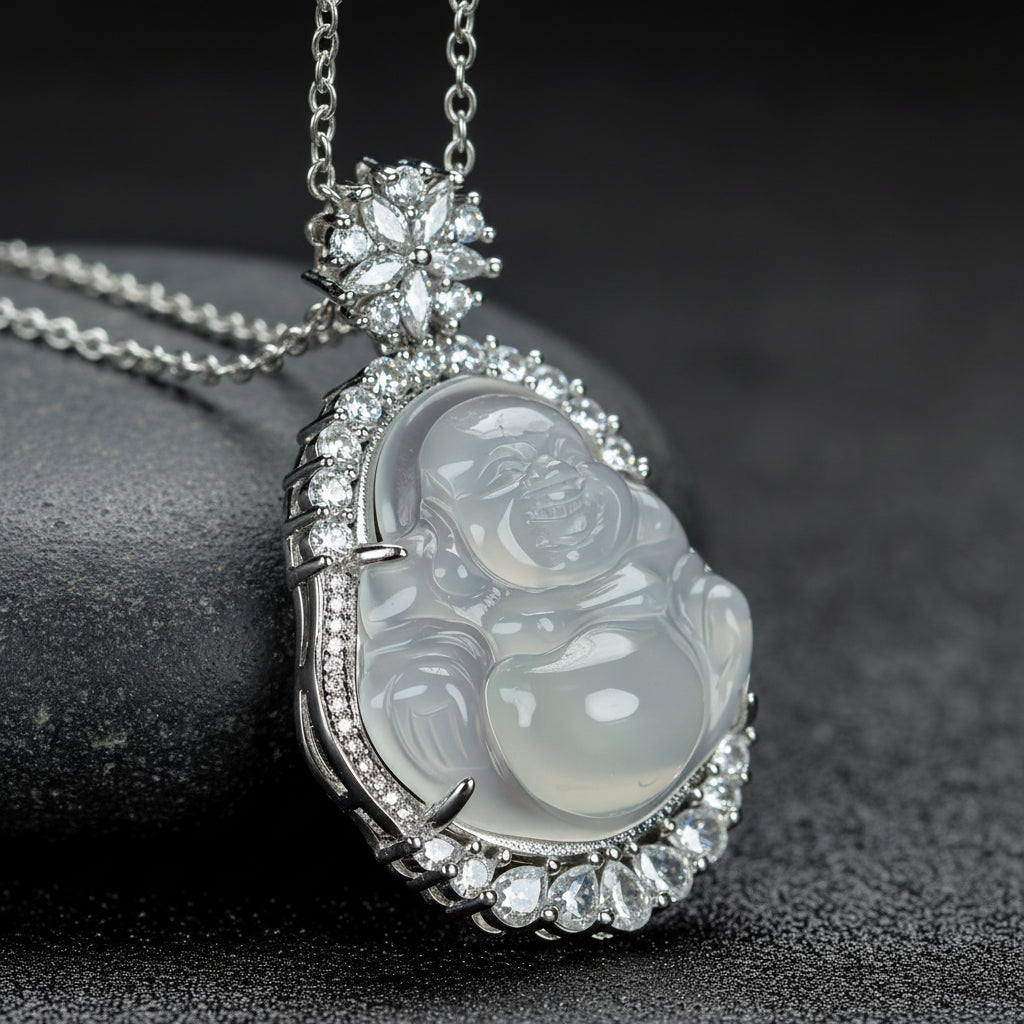 Men's Elegant Artificial Maitreya Buddha Pendant Necklace Spiritual Charm No Plating Durable Design