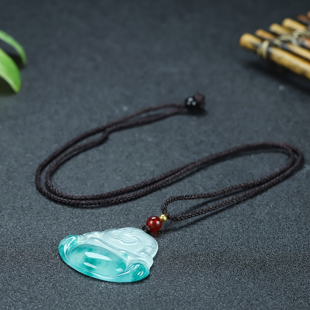 Quartz Rock Smiling Character Pendant showcasing natural patterns and carved design