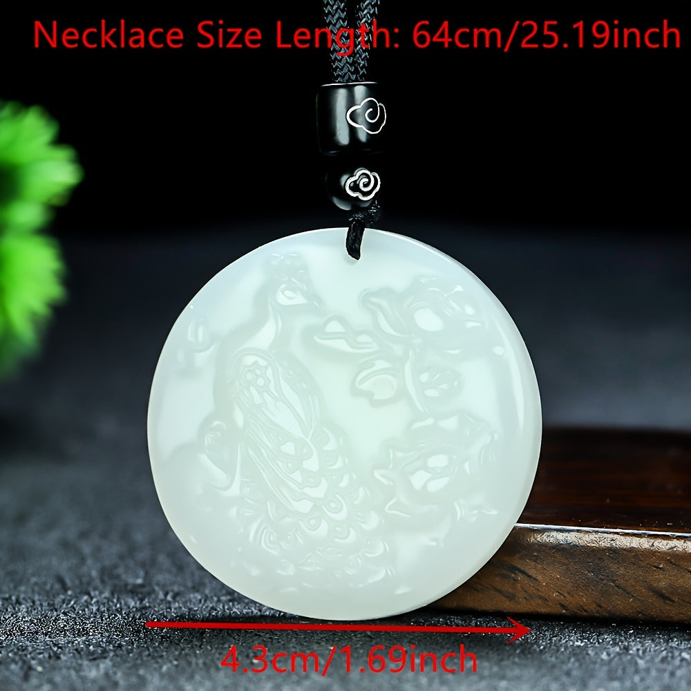 Peacock pendant showcasing natural stone variations