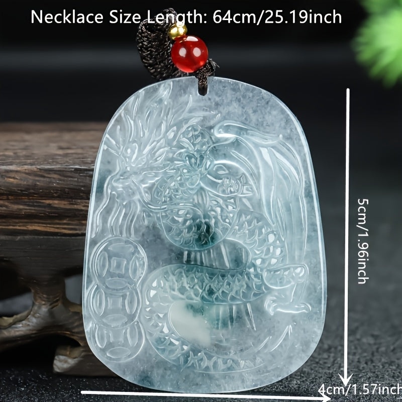 Pendant shown with precise dimensions and chain detail