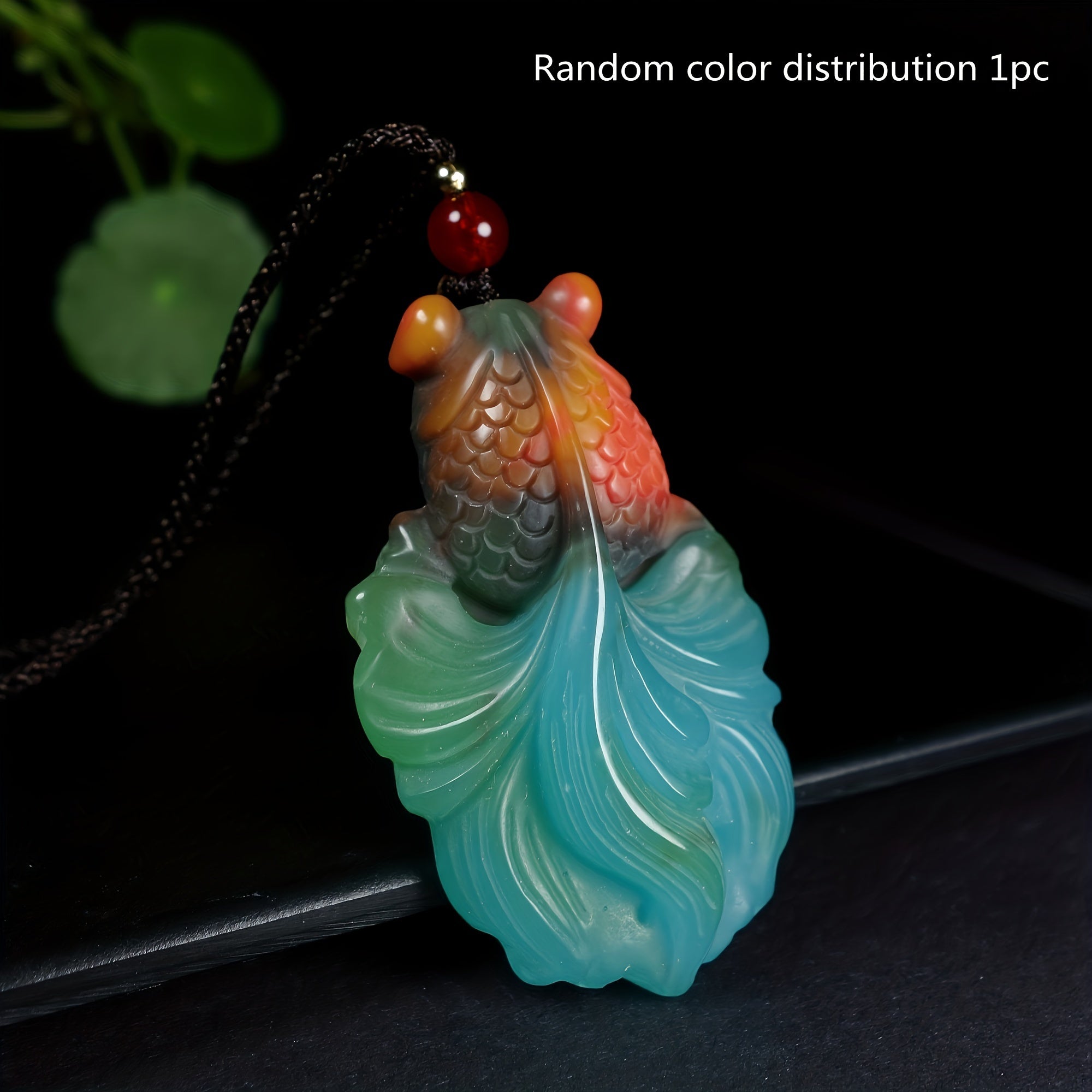 Natural Stone Goldfish Pendant detailed view