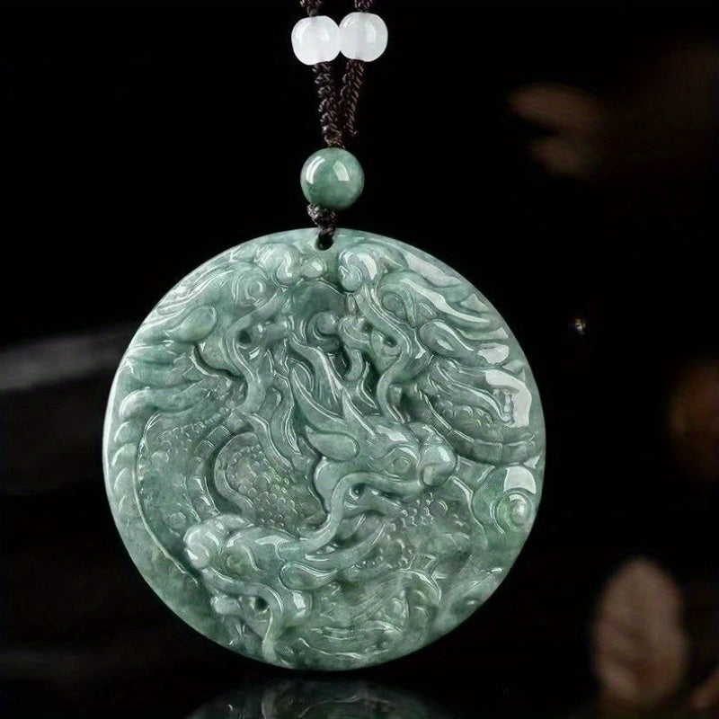 The pendant held in a hand, emphasizing its tangible, substantial presence