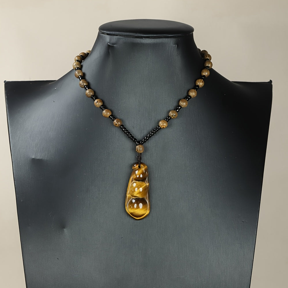 Natural stone bean pendant in different lighting conditions