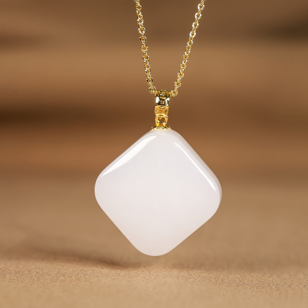 Natural Stone Square Pendant showcasing minimalist geometric design