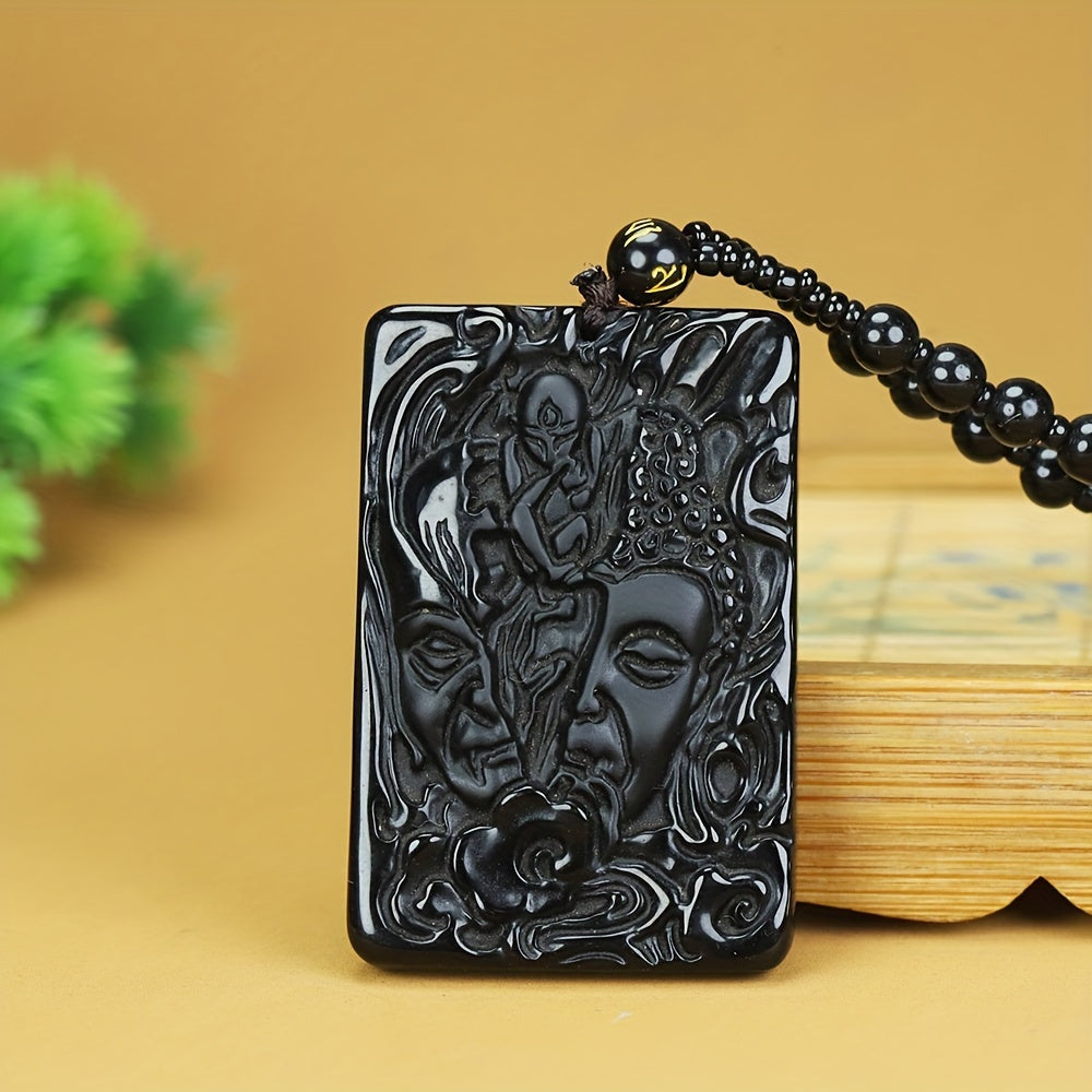 Dual-faced yin yang pendant showing black and white contrast