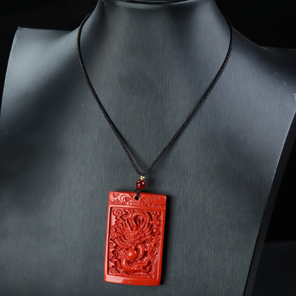 Red Cinnabar Dragon Pendant for Luck, Protection, and Spiritual Power