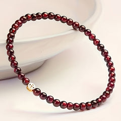 Red Garnet & Golden Coin Charm Bracelet - Vintage Love Attraction Jewelry for Women
