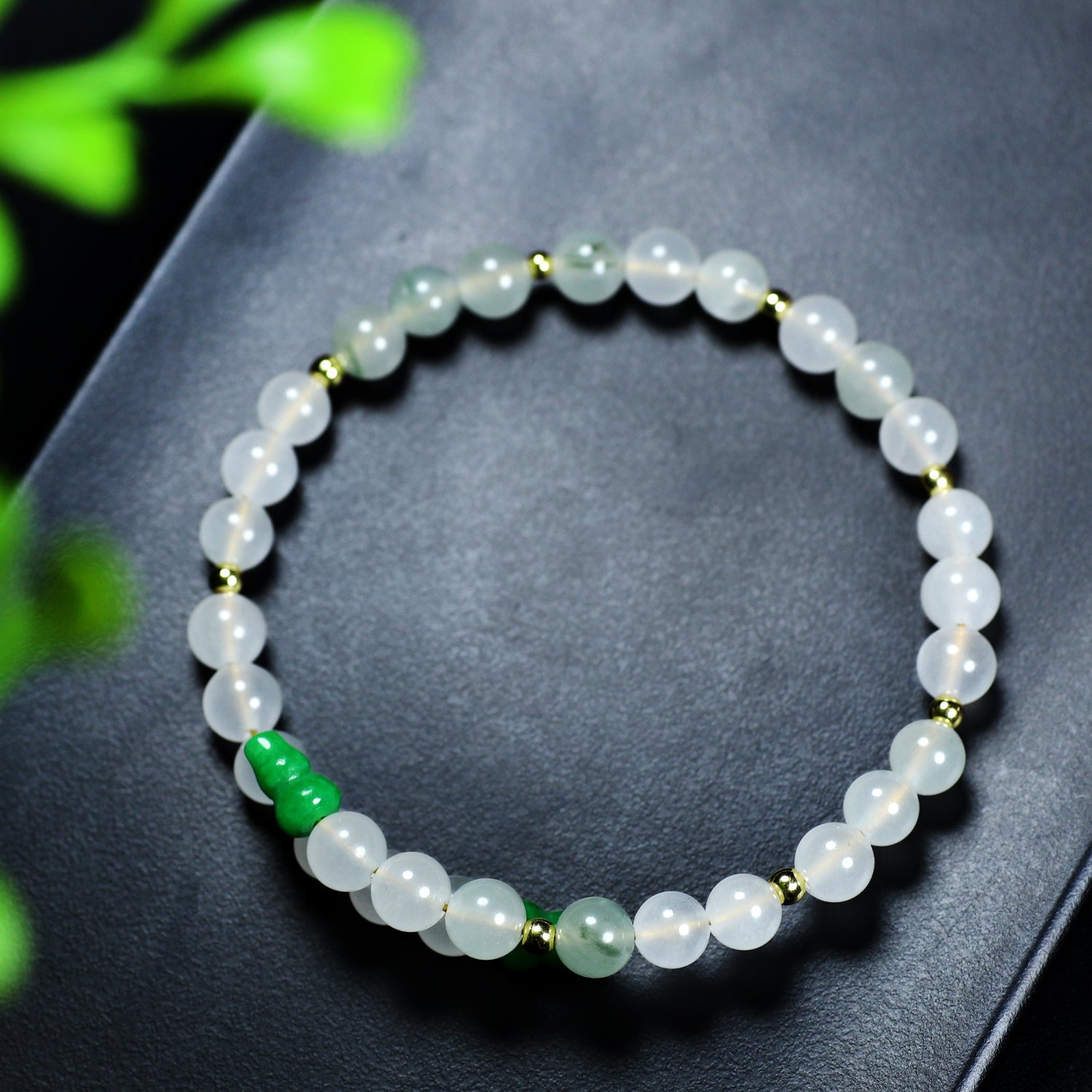 Unisex Natural Stone Bead Bracelet - White & Green Harmony for Mindful Living & Daily Energy