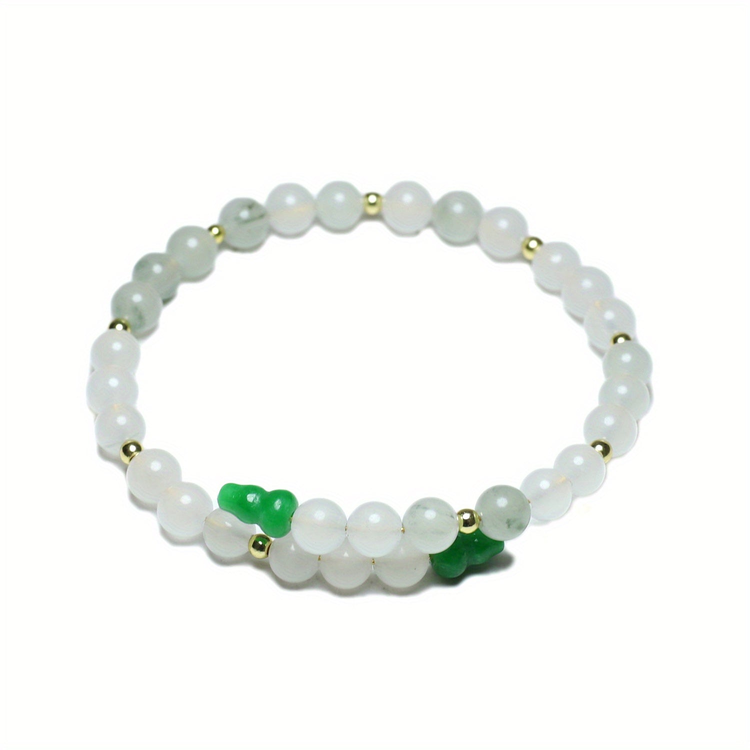 Unisex Natural Stone Bead Bracelet - White & Green Harmony for Mindful Living & Daily Energy