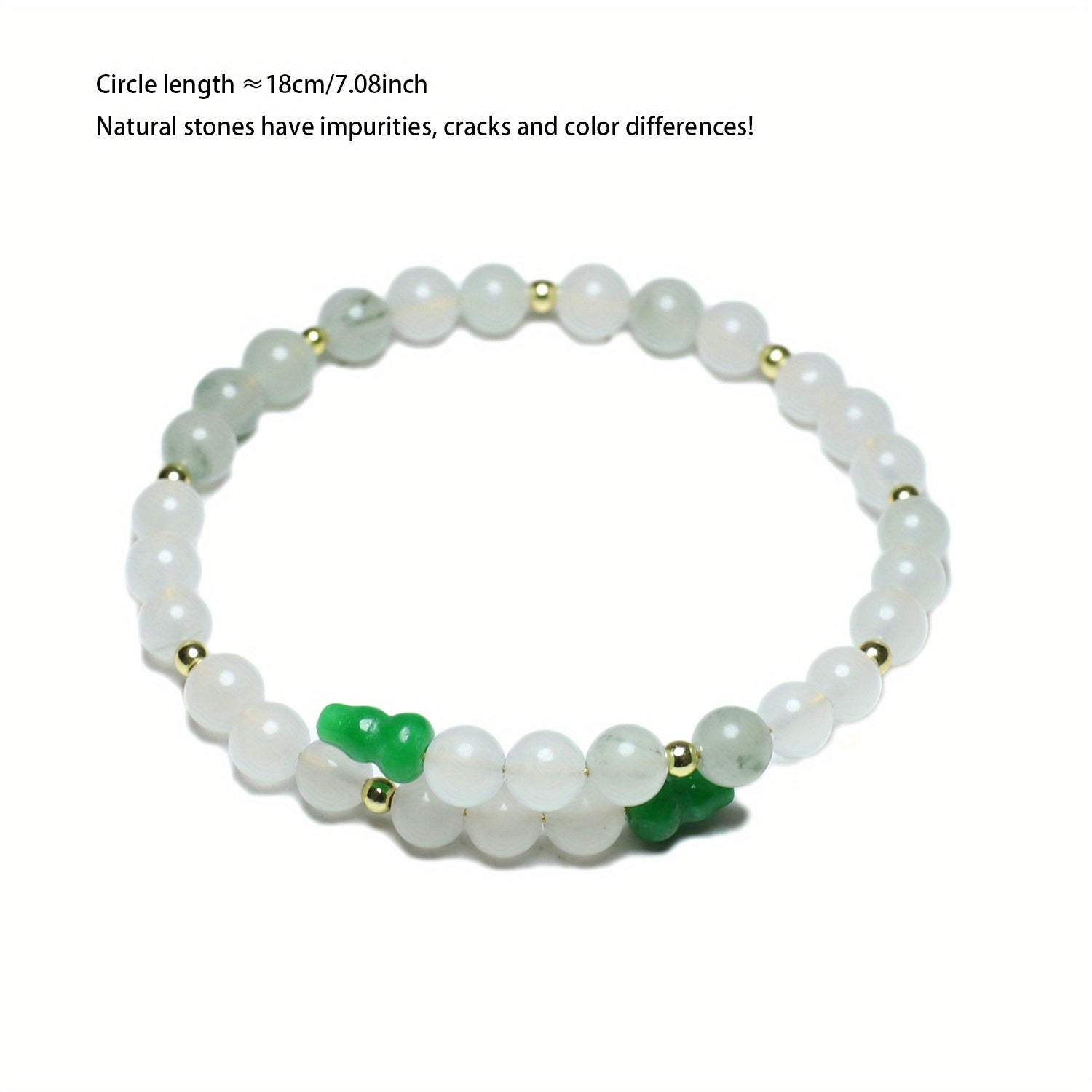Unisex Natural Stone Bead Bracelet - White & Green Harmony for Mindful Living & Daily Energy
