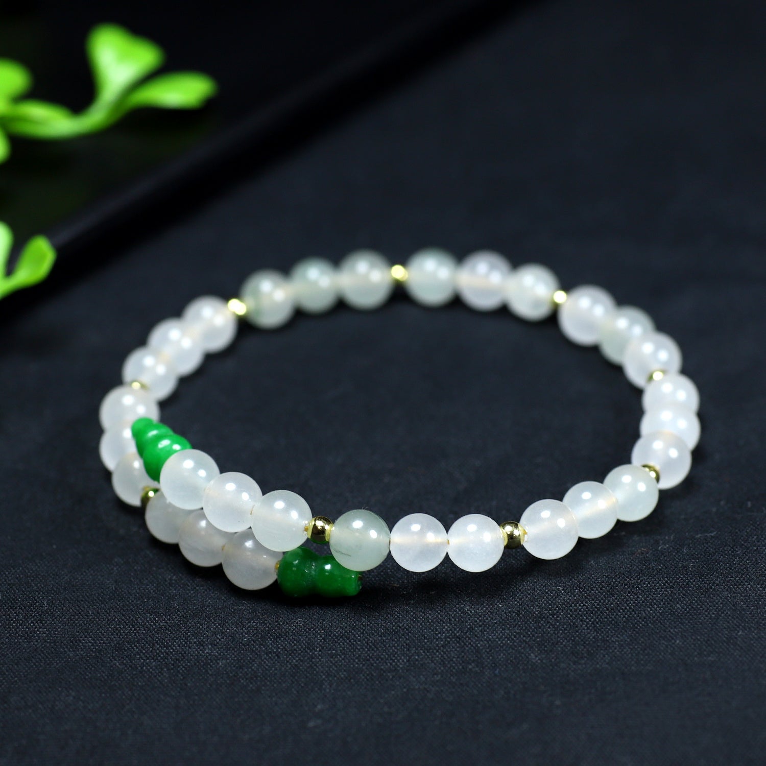 Unisex Natural Stone Bead Bracelet - White & Green Harmony for Mindful Living & Daily Energy