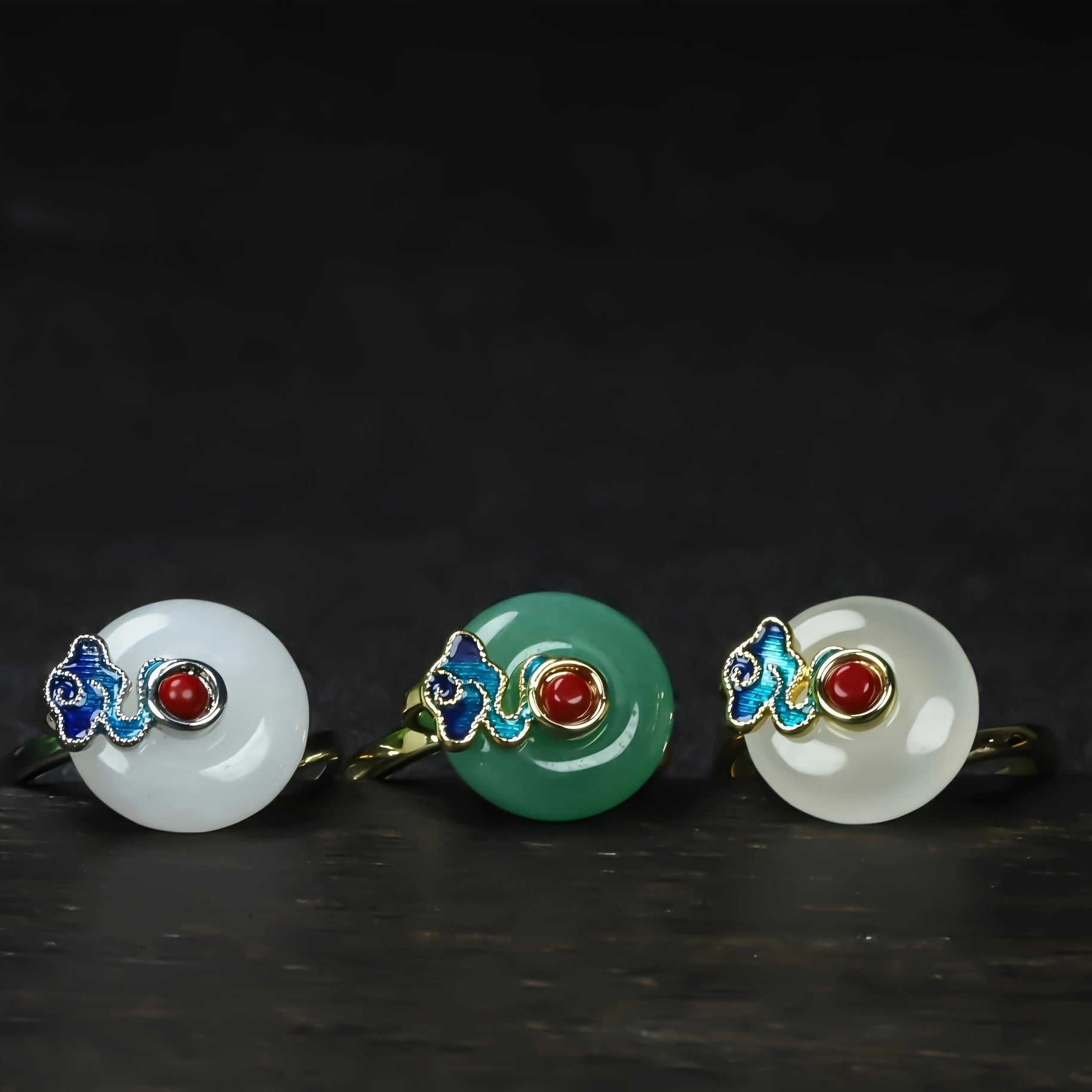 Detailed view of Cloisonné enamel work showing color transitions and wire detail