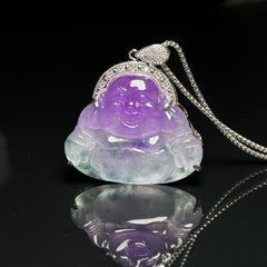 Vintage Lavender Jade Budai Pendant Necklace for Happiness, Prosperity & Spiritual Gifts